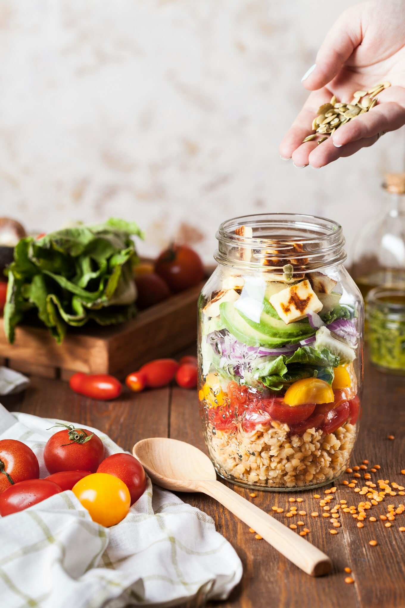 jar of healthy salad
