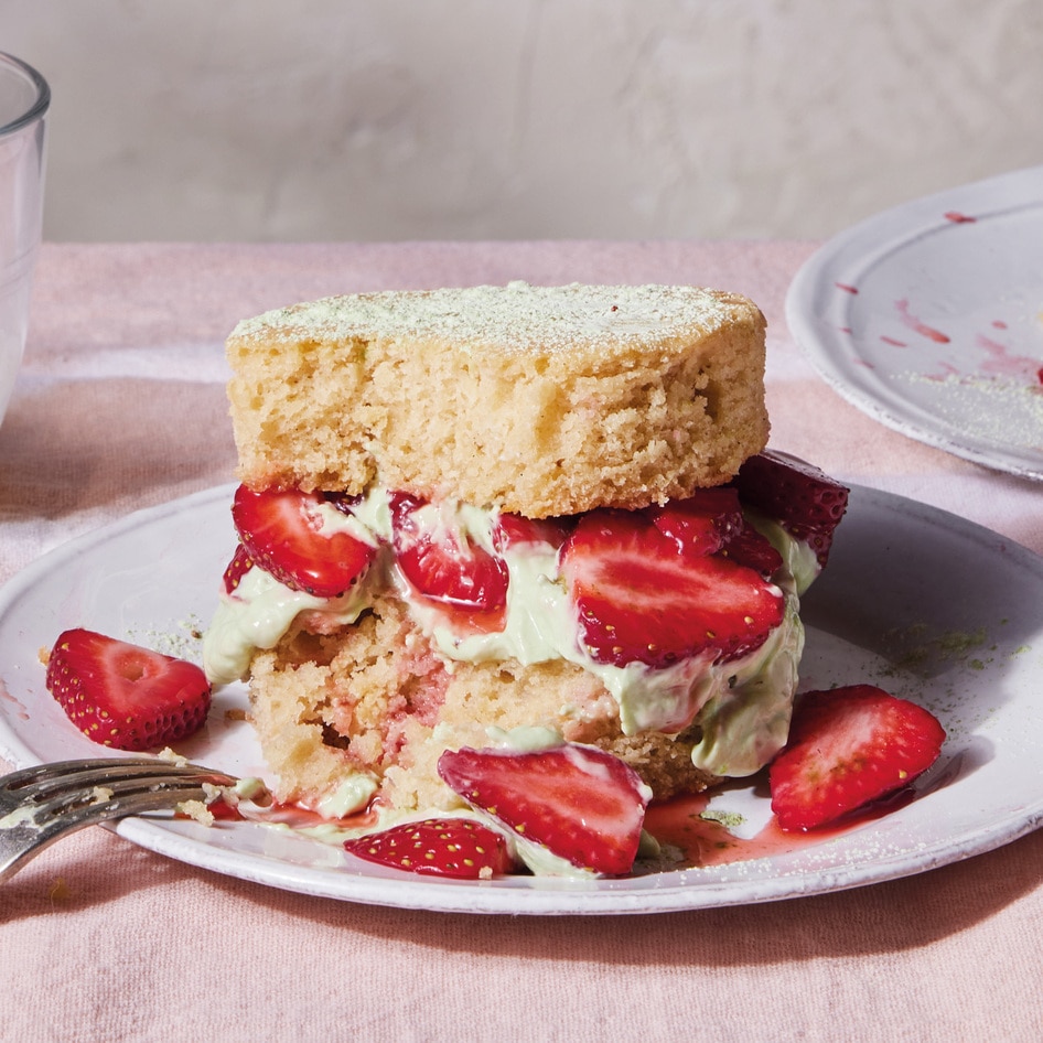 Strawberry Shortcakes With Coconut Matcha Whipped Cream