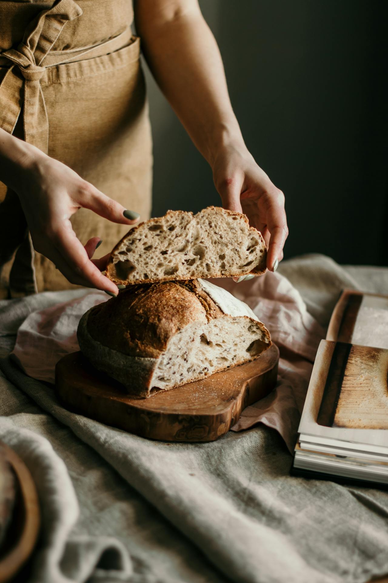 person with sourdough