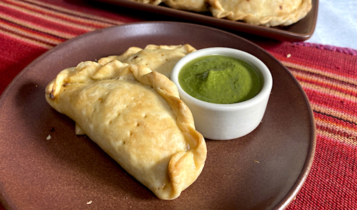 Plant-Based Beef Empanadas With Spicy Aji Verde
