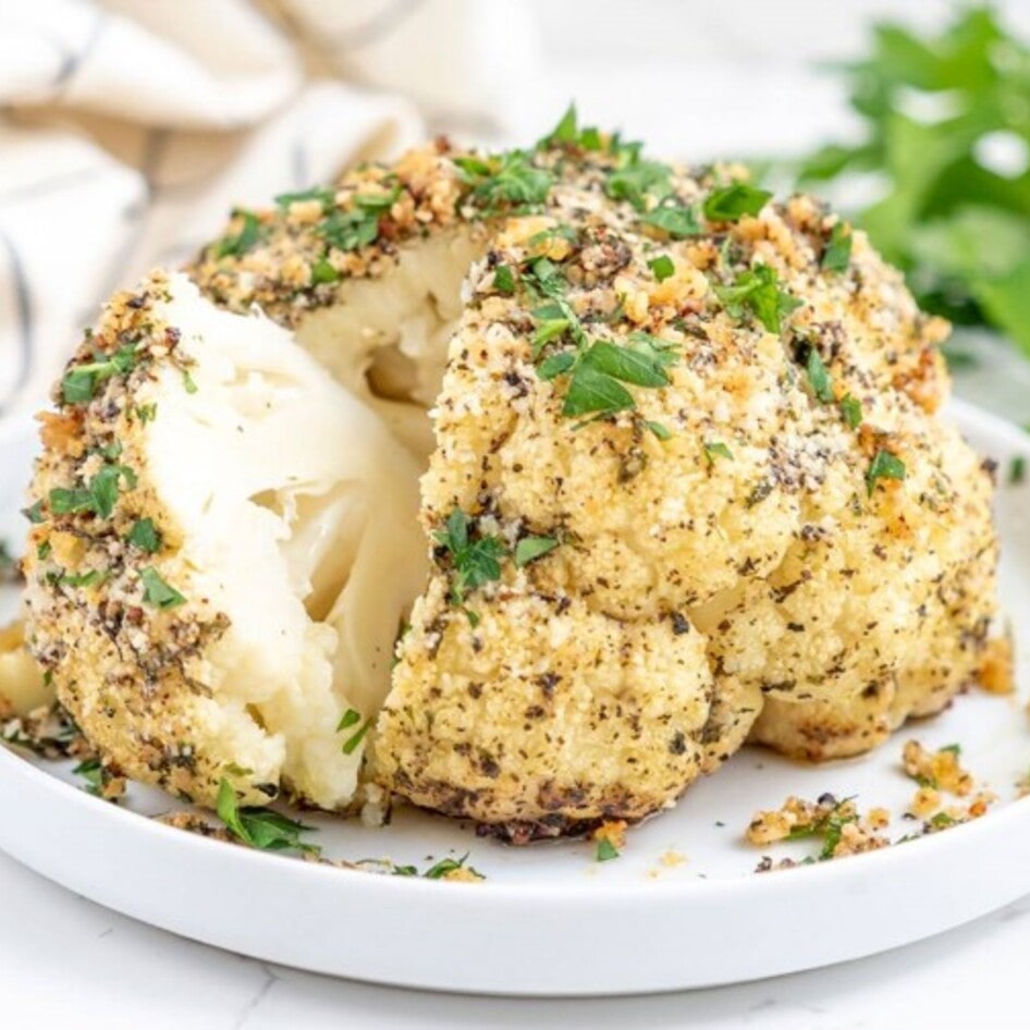 Garlicky Herb-Roasted Whole Cauliflower