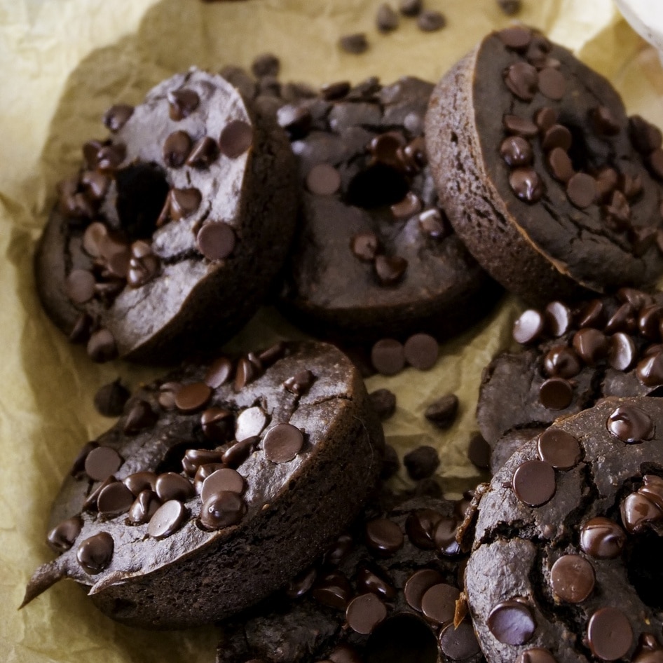 Vegan Double Chocolate Brownie Doughnuts