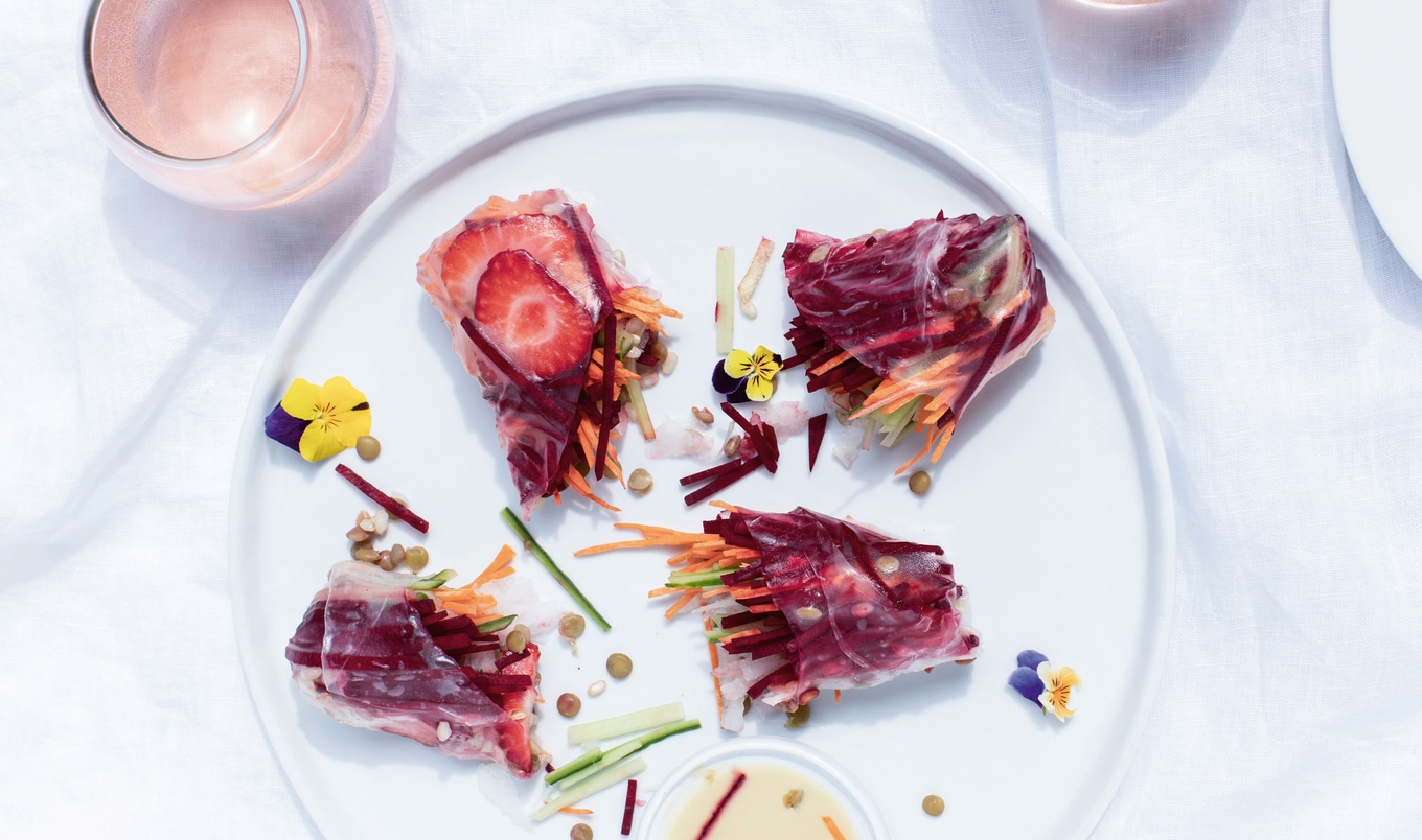 Rainbow Veggie Wraps With Soy Ginger Dipping Sauce