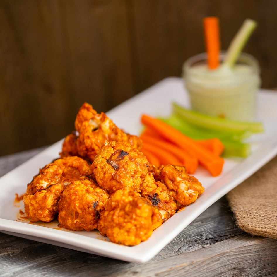 Spicy Cauliflower Wings With Pesto Dipping Sauce
