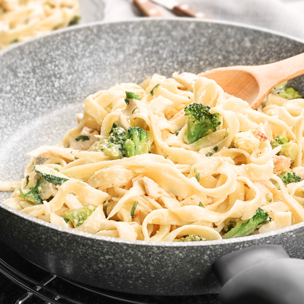 broccoli pasta in a pan